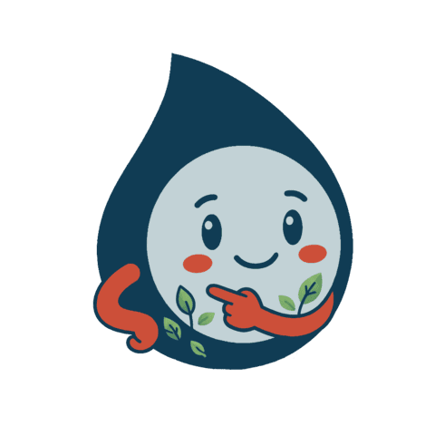 Mascotte Oussa avec des feuilles